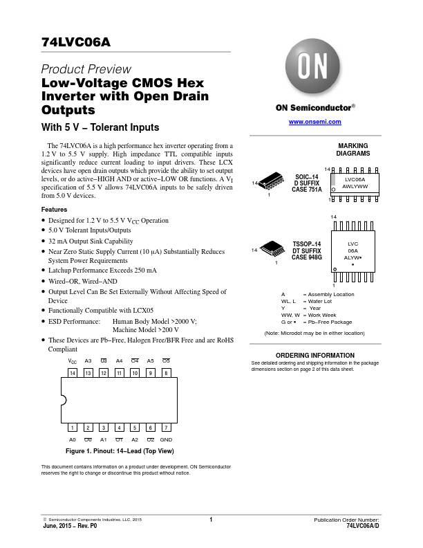 74LVC06A ON Semiconductor