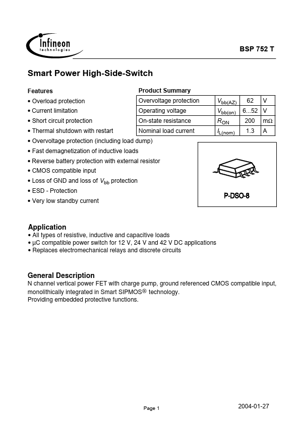BSP752T Infineon Technologies AG