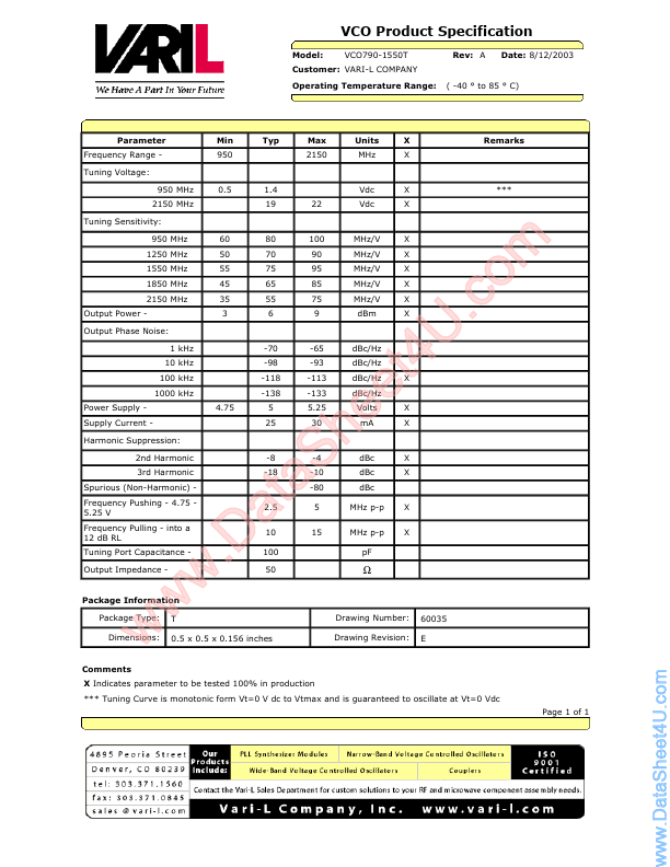 <?=VCO790-1550T?> डेटा पत्रक पीडीएफ