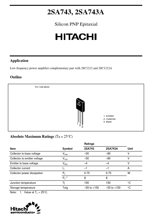 2SA743A Hitachi Semiconductor