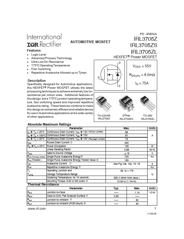 IRL3705Z International Rectifier