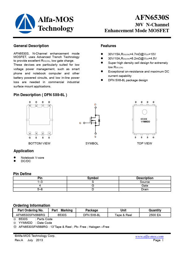 <?=AFN6530S?> डेटा पत्रक पीडीएफ