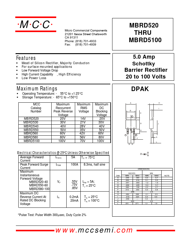 MBRD540 Micro Commercial Components