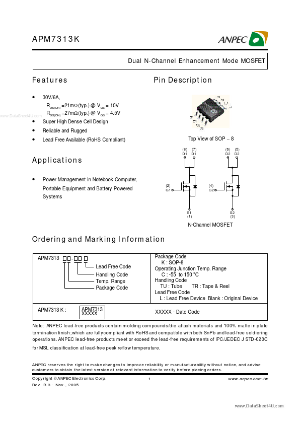<?=APM7313K?> डेटा पत्रक पीडीएफ