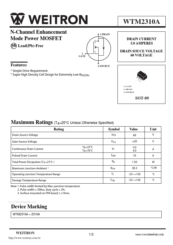 <?=WTM2310A?> डेटा पत्रक पीडीएफ