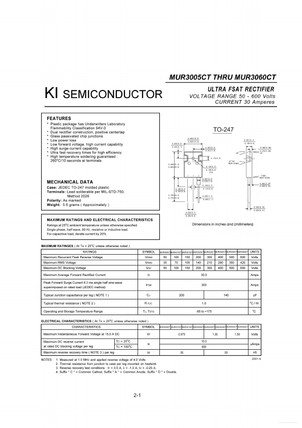 MUR3060CT KI SEMICONDUCTOR