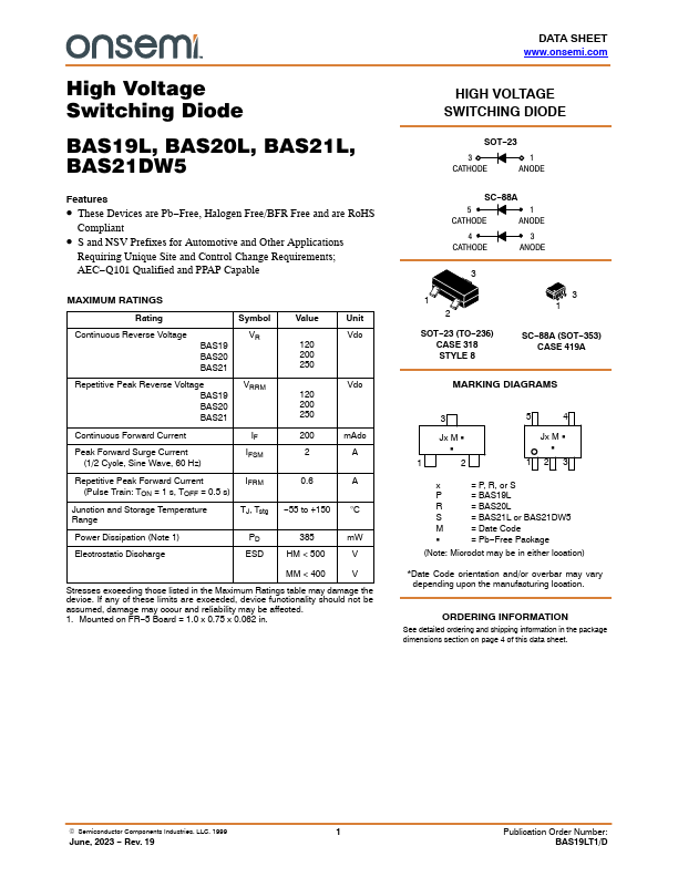 BAS21L ON Semiconductor