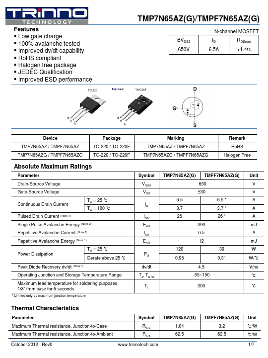 TMP7N65AZG TRinno