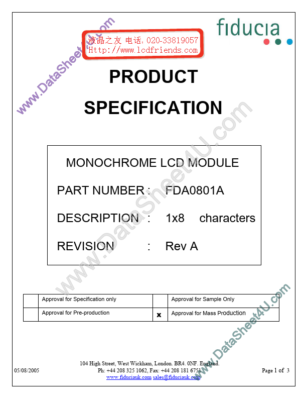 <?=FDA0801A?> डेटा पत्रक पीडीएफ