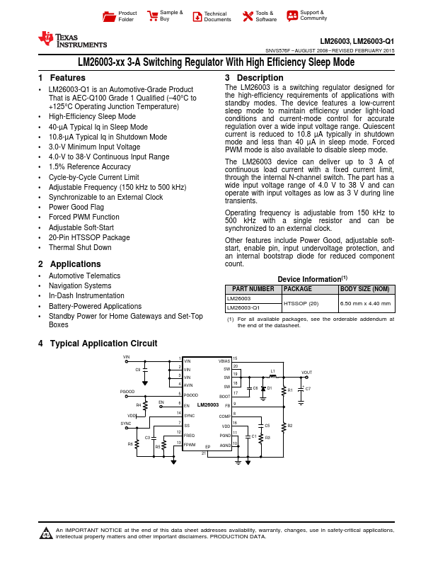 LM26003-Q1 Texas Instruments