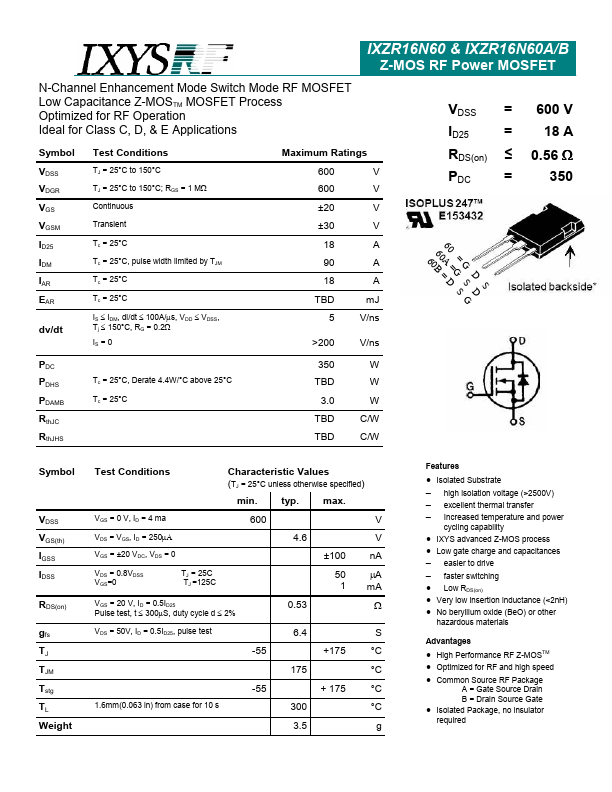 IXZR16N60B