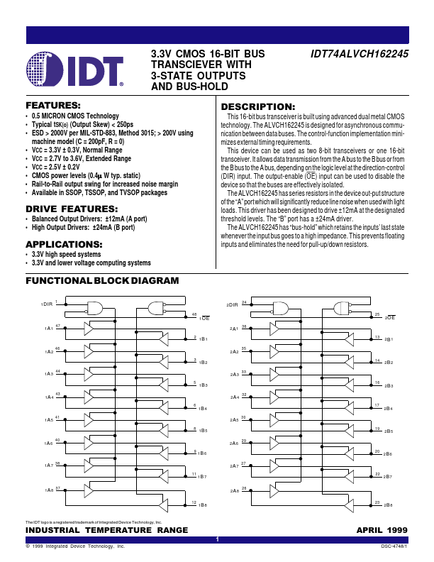 74ALVCH162245 Integrated Device Technology