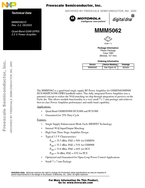 MMM5062 Freescale Semiconductor