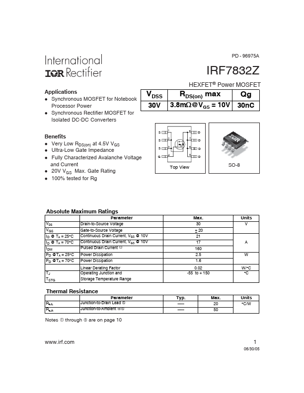 IRF7832Z International Rectifier