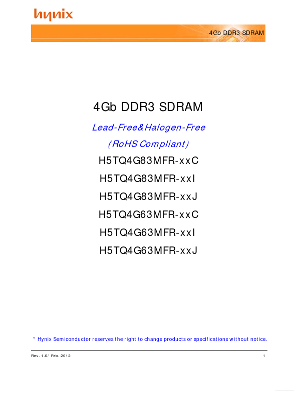 <?=H5TQ4G63MFR-xxC?> डेटा पत्रक पीडीएफ