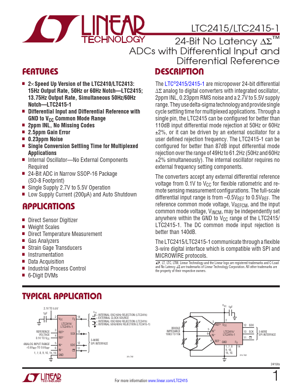 <?=LTC2415?> डेटा पत्रक पीडीएफ