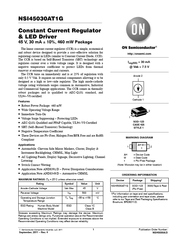 <?=NSI45030AT1G?> डेटा पत्रक पीडीएफ