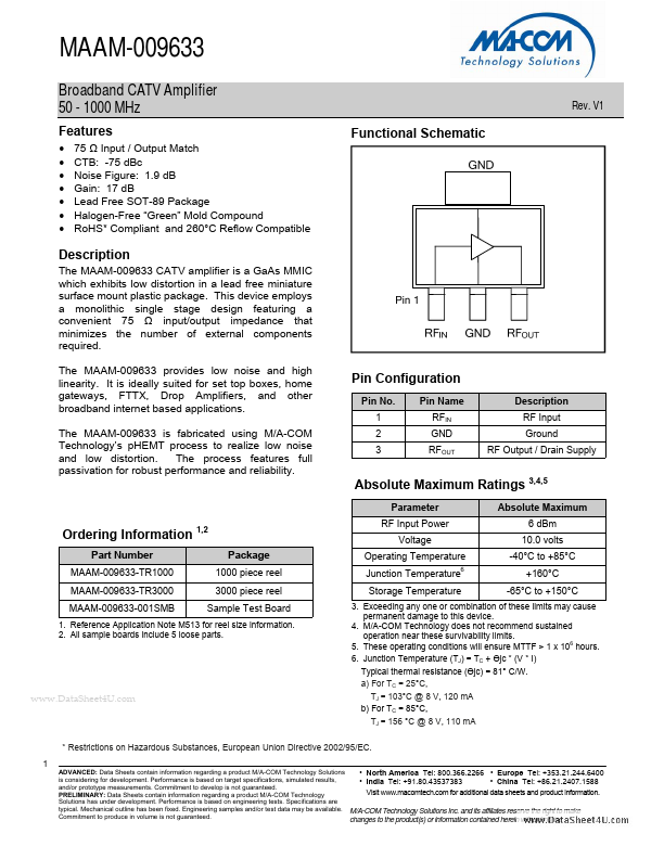 <?=MAAM-009633?> डेटा पत्रक पीडीएफ