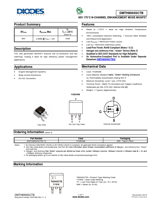 DMTH6004SCTB Diodes