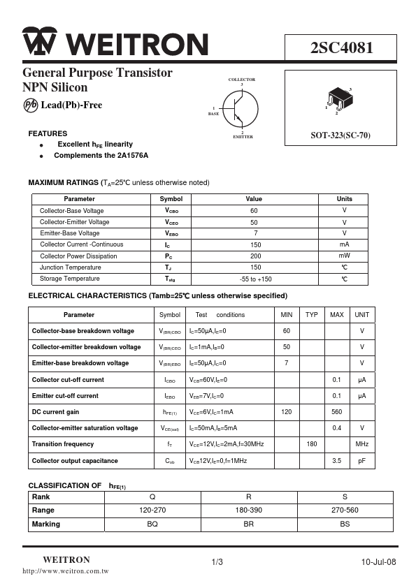 2SC4081 WEITRON
