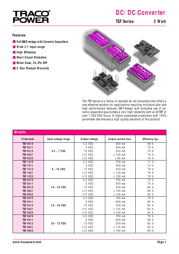 TEF2412 Traco Electronic AG