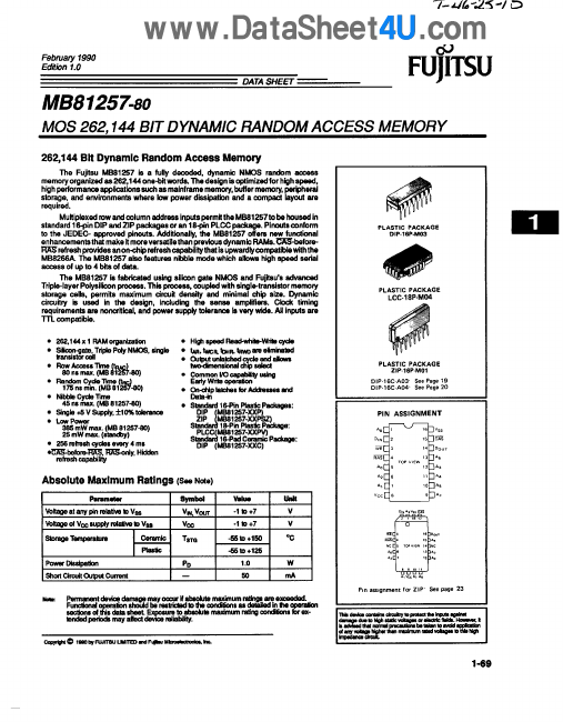 <?=MB81257-80?> डेटा पत्रक पीडीएफ