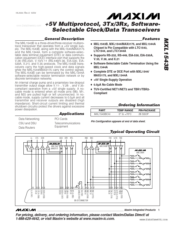 MXL1543B Maxim Integrated Products