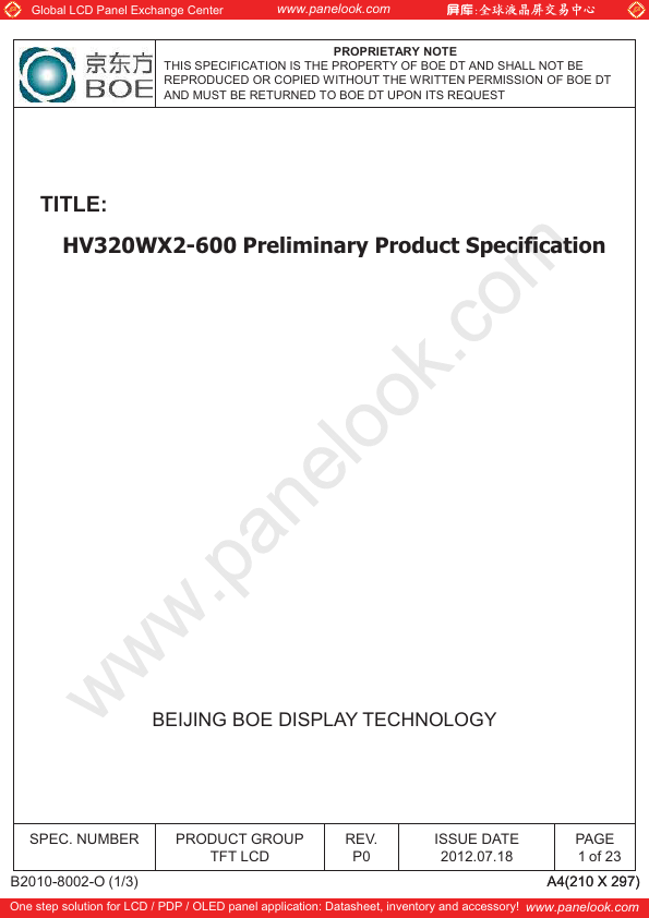 <?=HV320WX2-600?> डेटा पत्रक पीडीएफ