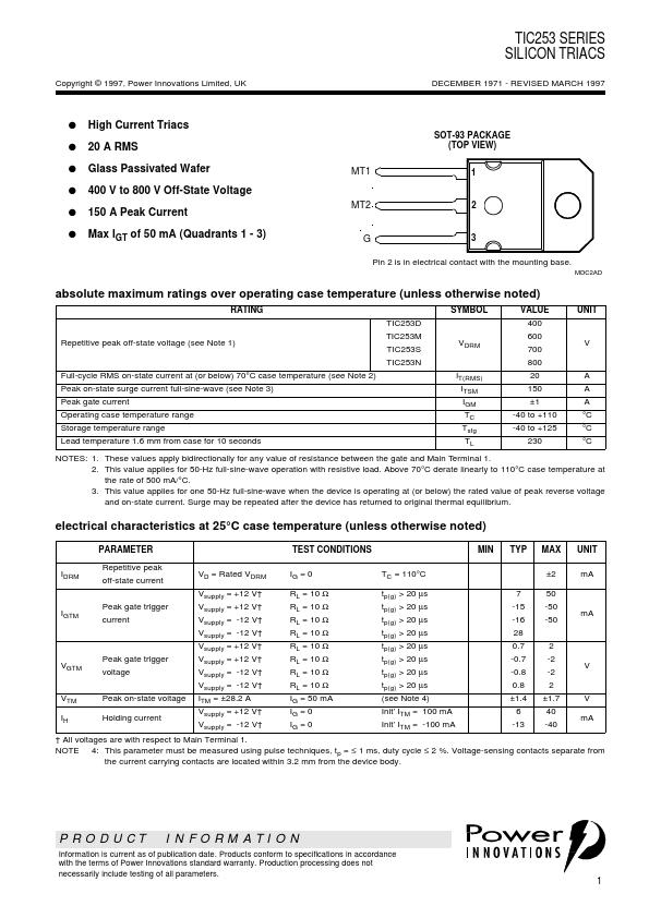 <?=TIC253S?> डेटा पत्रक पीडीएफ