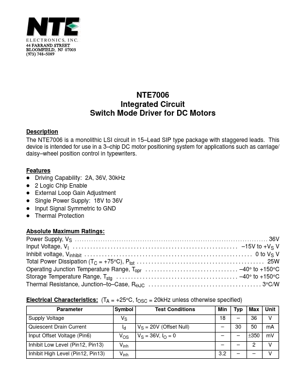 NTE7006 NTE Electronics