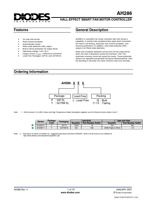 AH286 Diodes Incorporated