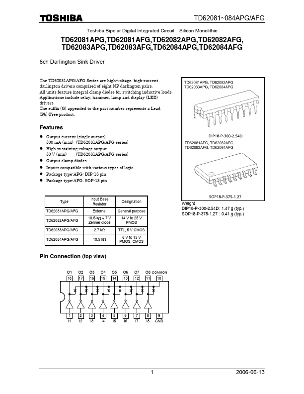 TD62082APG Toshiba Semiconductor