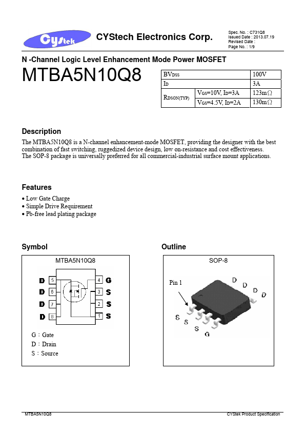 <?=MTBA5N10Q8?> डेटा पत्रक पीडीएफ