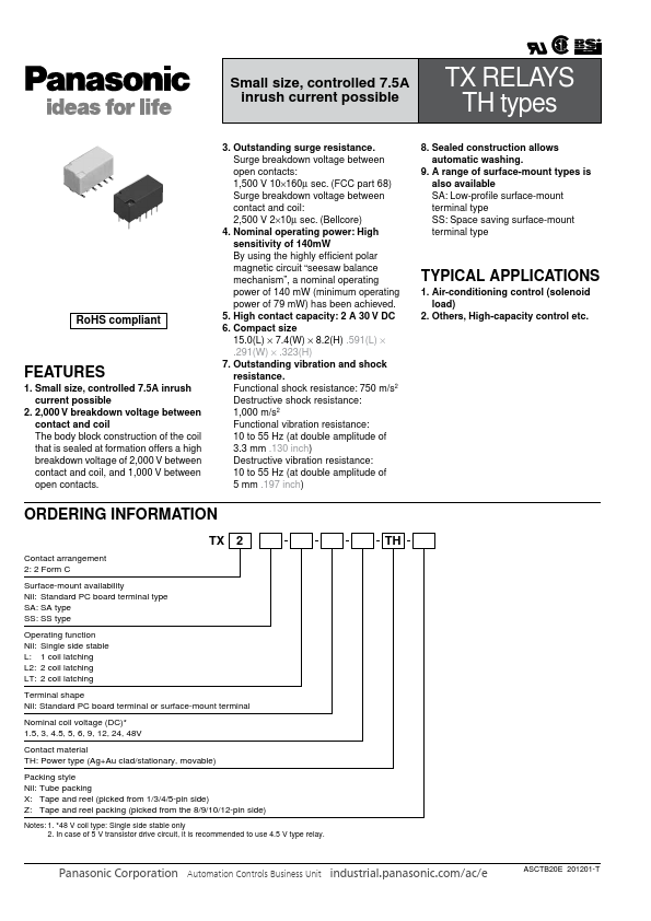 TX2-LT-4.5V-TH Panasonic