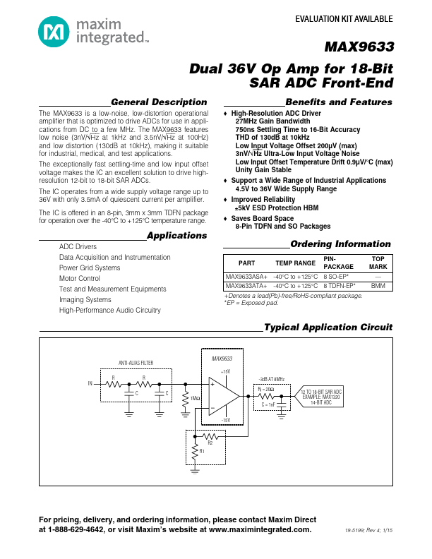<?=MAX9633?> डेटा पत्रक पीडीएफ