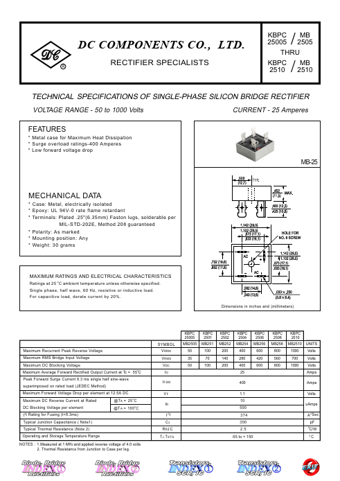 KBPC25005 Dc Components