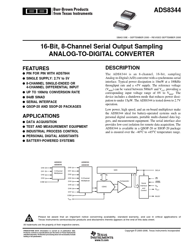 ADS8344 Burr-Brown Corporation