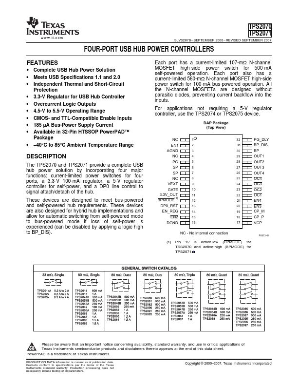 <?=TPS2070?> डेटा पत्रक पीडीएफ
