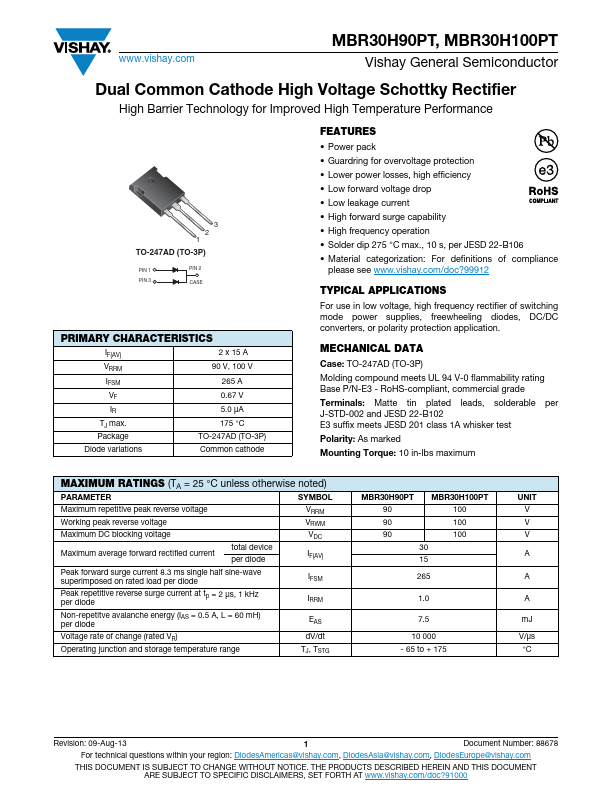 MBR30H90PT Vishay Siliconix