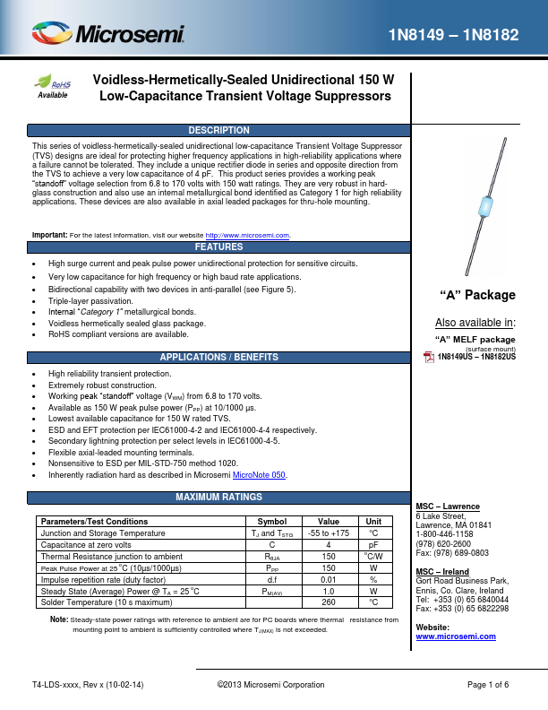 1N8182 Microsemi