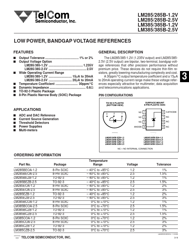 <?=LM385B-1.2V?> डेटा पत्रक पीडीएफ