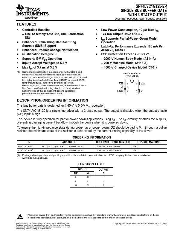 SN74LVC1G125-EP Texas Instruments