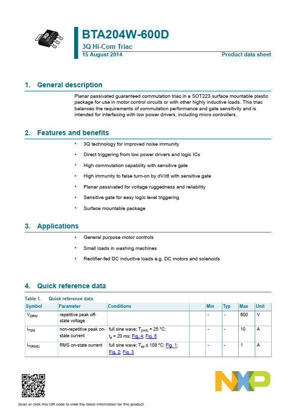 BTA204W-600D NXP