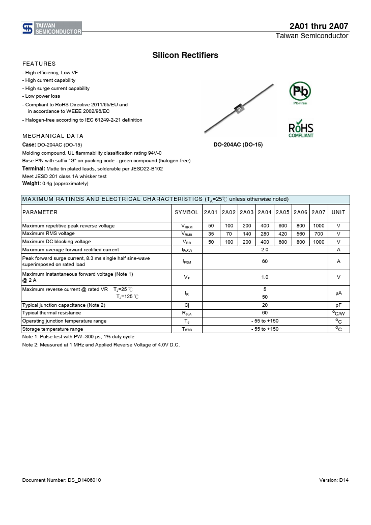 2A07 Taiwan Semiconductor