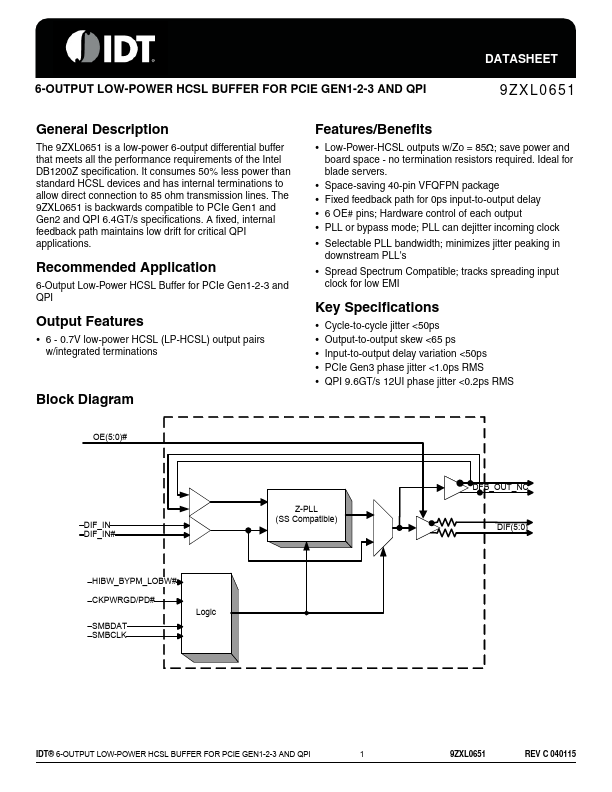 9ZXL0651 IDT