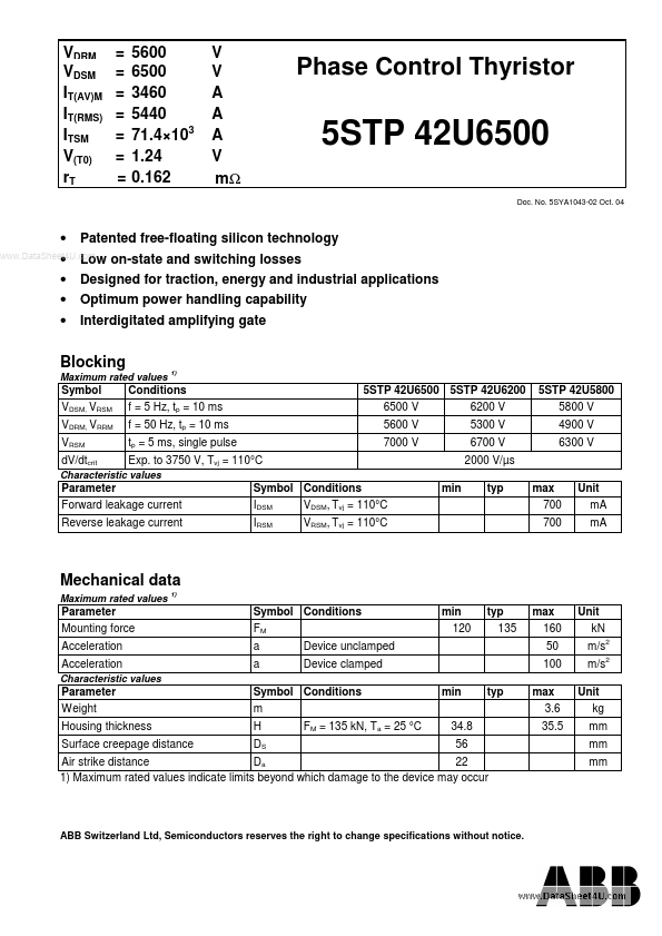 <?=5STP42U5800?> डेटा पत्रक पीडीएफ