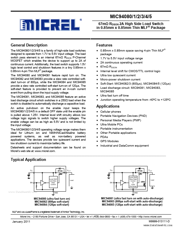 MIC94085 Micrel Semiconductor