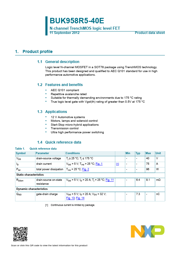 <?=BUK958R5-40E?> डेटा पत्रक पीडीएफ