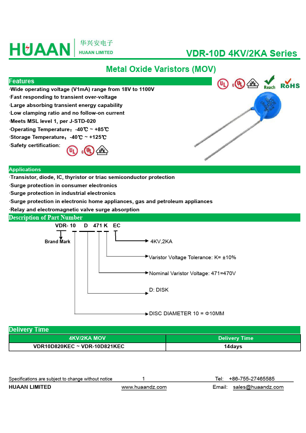 <?=VDR-10D221KEC?> डेटा पत्रक पीडीएफ