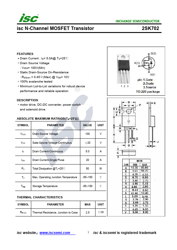 2SK702 Inchange Semiconductor